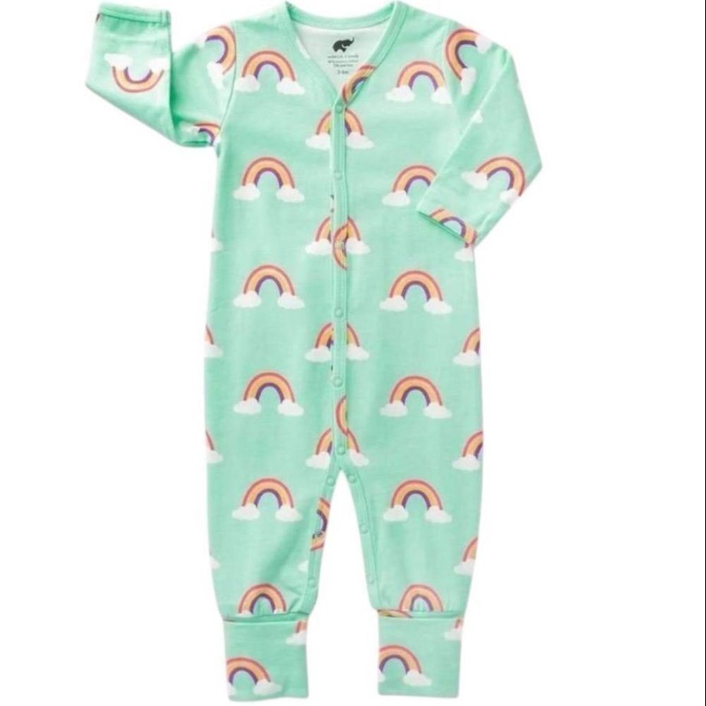 Monica + Andy Baby Kids Long Sleeve Colorful Rainbow Print One Piece. 6-9 Months